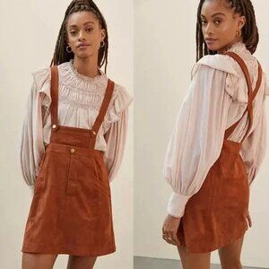 Anthropologie Sueded Overall Skirt